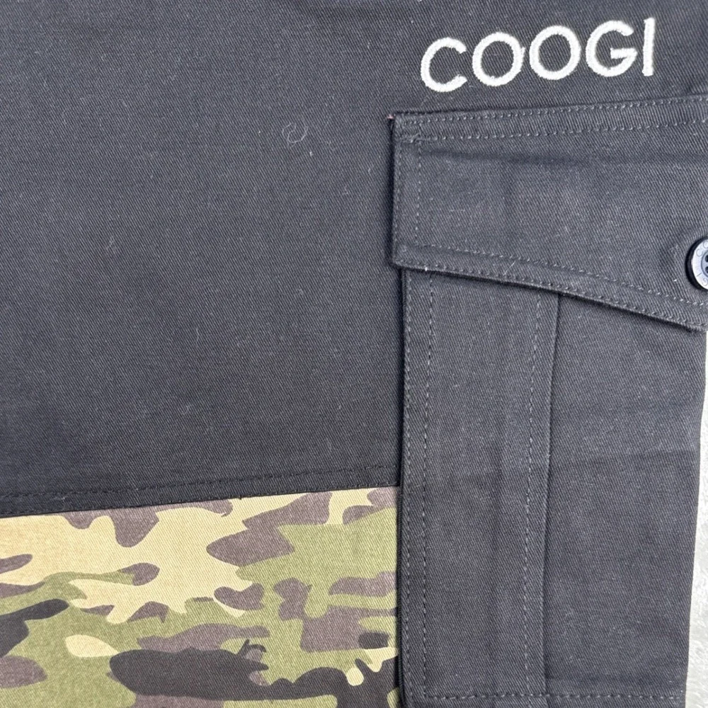 Coogi Australia Mens 46 Black Camo Cargo Shorts Cotton Colorblock Streetwear NEW